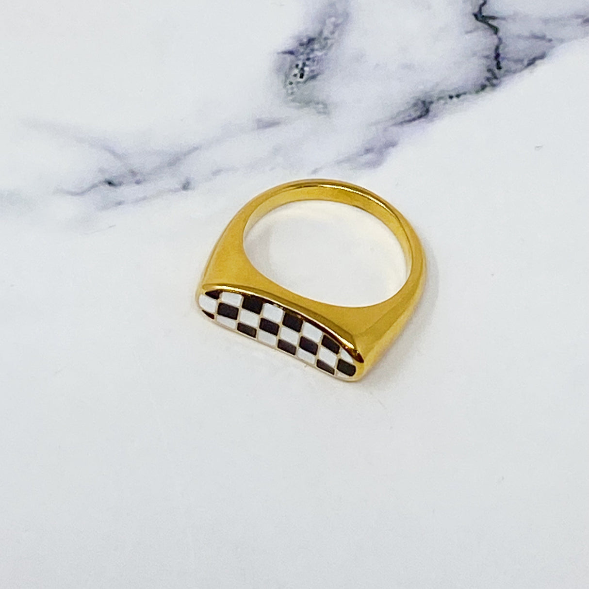 Checkered Oblong Ring by Ellisonyoung.com