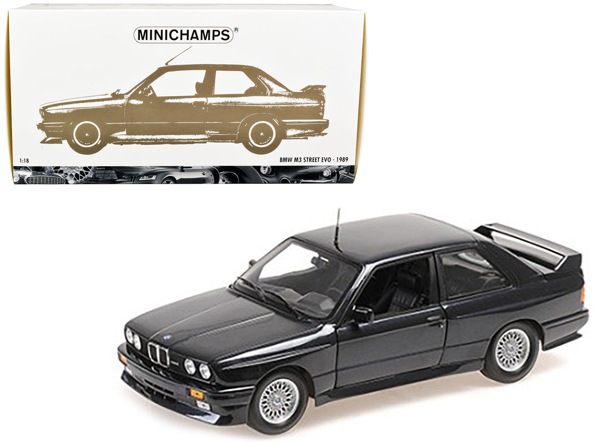 1989 BMW M3 Street EVO Dark Blue Metallic 1/18 Diecast Model Car by Minichamps