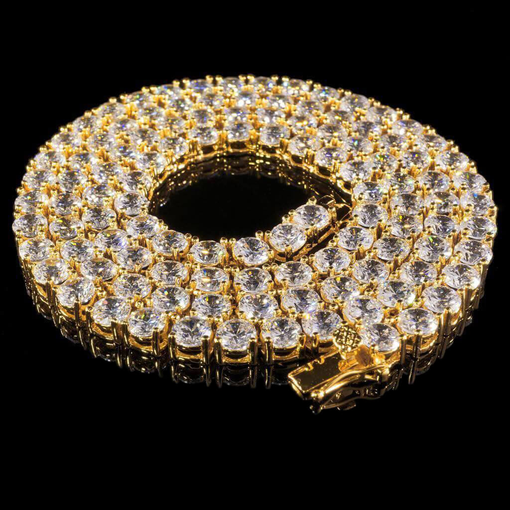 5MM Diamond Chain in Yellow Gold by Custom Gold Grillz