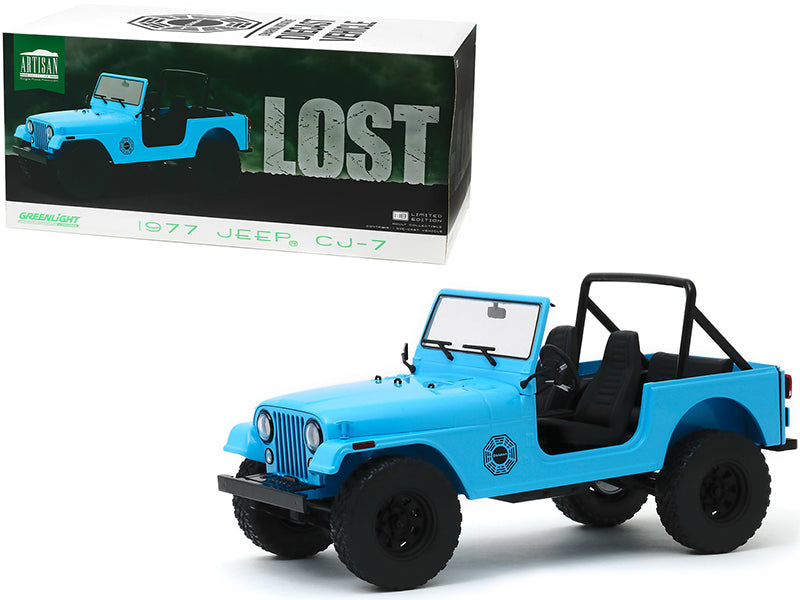 1977 Jeep CJ-7 "Dharma" Blue "Lost" (2004-2010) TV Series 1/18 Diecast Model Car by Greenlight