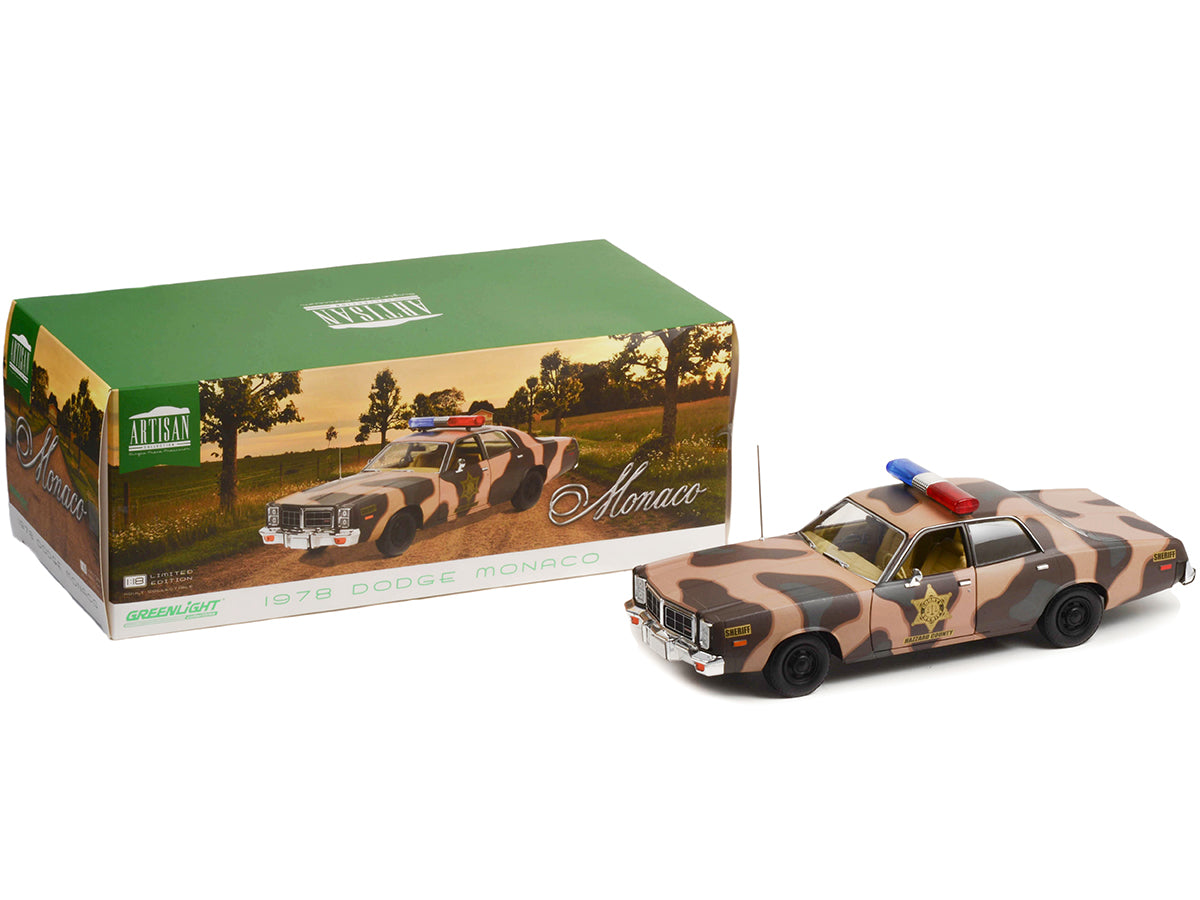 1978 Dodge Monaco Brown Camouflage "Hazzard County Sheriff" 1/18 Diecast Model Car by Greenlight