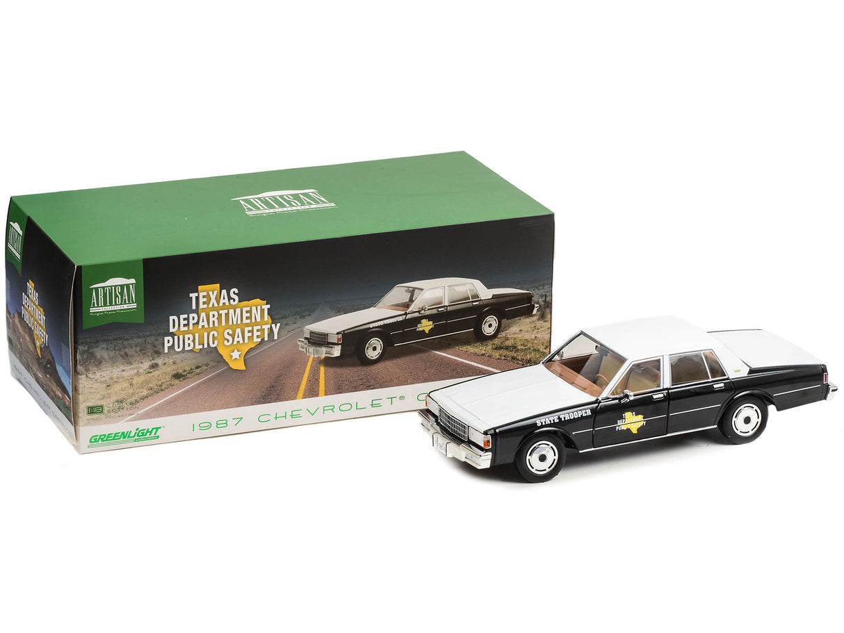 1987 Chevrolet Caprice Police Black and White "Texas Department of Public Safety - State Trooper" "Artisan Collection" 1/18 Diecast Model Car by Greenlight