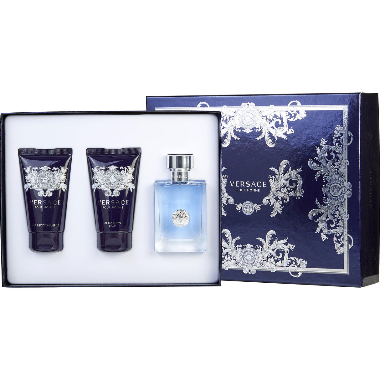 VERSACE POUR HOMME by Gianni Versace - EDT SPRAY 1.7 OZ & HAIR & BODY SHAMPOO 1.7 OZ & AFTERSHAVE BALM 1.7 OZ - Men