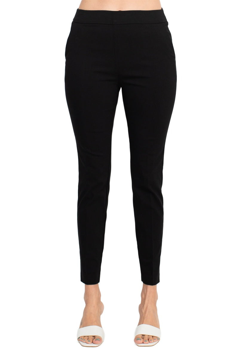 Counterparts banded mid waist slim leg stretch crepe pant by Curated Brands