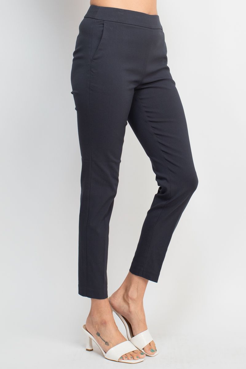 Counterparts banded mid waist slim leg stretch crepe pant by Curated Brands