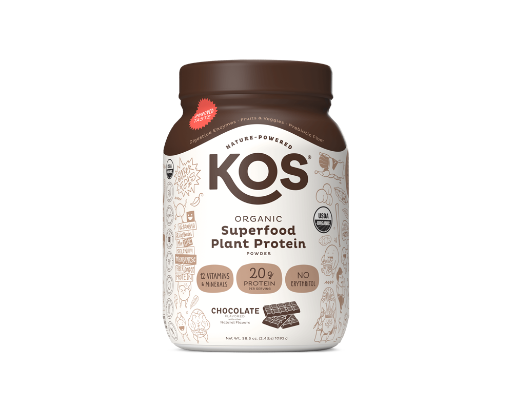 KOS Organic Plant Protein, Chocolate, 28 Servings by KOS.com