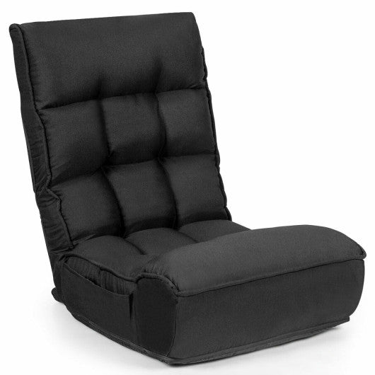 4-Position Adjustable Floor Chair Folding Lazy Sofa-Black