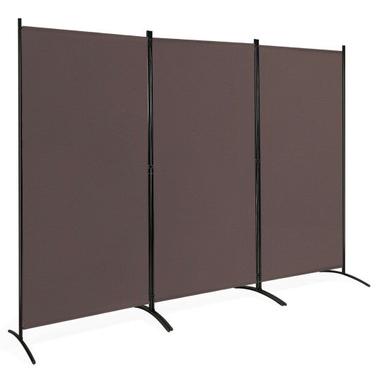 3-Panel Room Divider Folding Privacy Partition Screen for Office Room-Brown