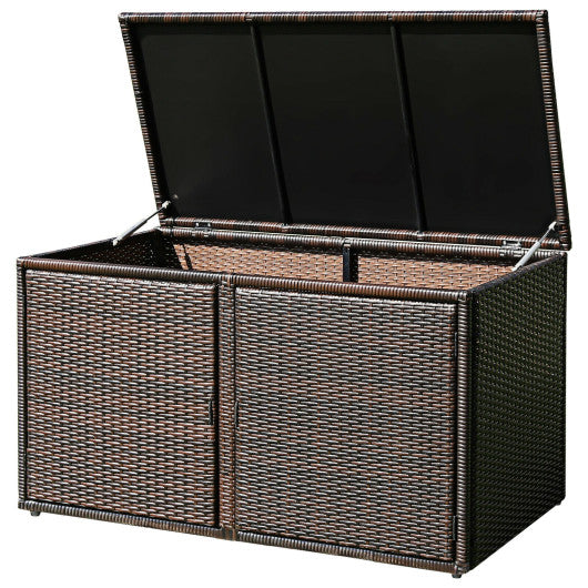 88 Gallon Garden Patio Rattan Storage Container Box-Brown