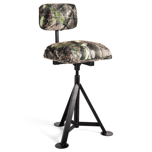 Swivel Hunting Chair Tripod Blind Stool with Detachable Backrest