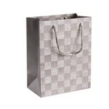 Checkered Gift Bags Set 24 Pack 9"X 7"X 4" Light Grey by Hammont