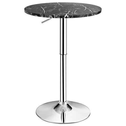 360° Swivel Cocktail Pub Table with Sliver Leg and Base-Black