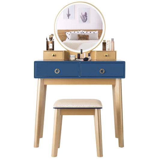 Makeup Vanity Table Set 3 Color Lighting Dressing Table-Blue