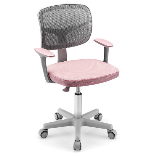 Adjustable Desk Chair with Auto Brake Casters for Kids-Pink