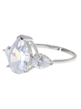 Sterling Silver Pear Cut CZ Diamond Ring by Sterling Forever