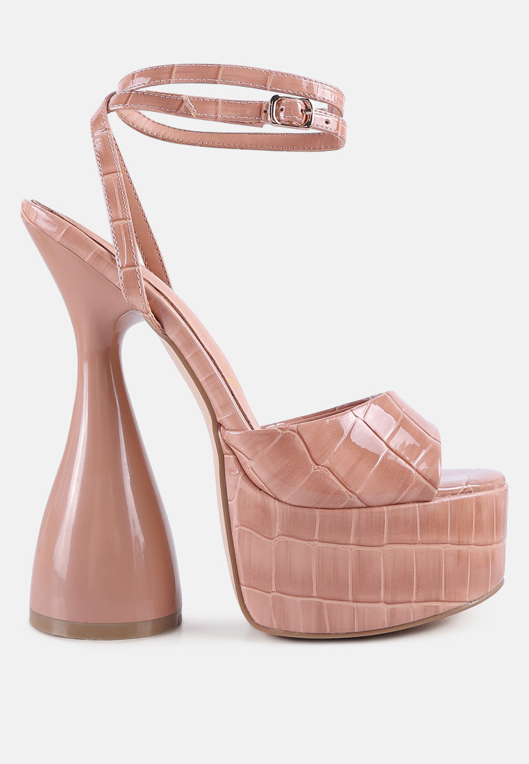 drop dead patent croc ultra high platform sandals by London Rag