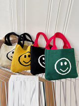 Smiley Face Pattern Woven Handbag by migunica