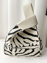 Original Contrast Color Zebra-Stripe Woven Handbags Bags Accessories by migunica