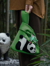 Panda-Patterned Woven Handbag Bags by migunica