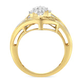 10K Yellow Gold over .925 Sterling Silver Diamond Bypass Cluster Ring (1 Cttw, I-J Color, I2-I3 Clarity) by Haus of Brilliance