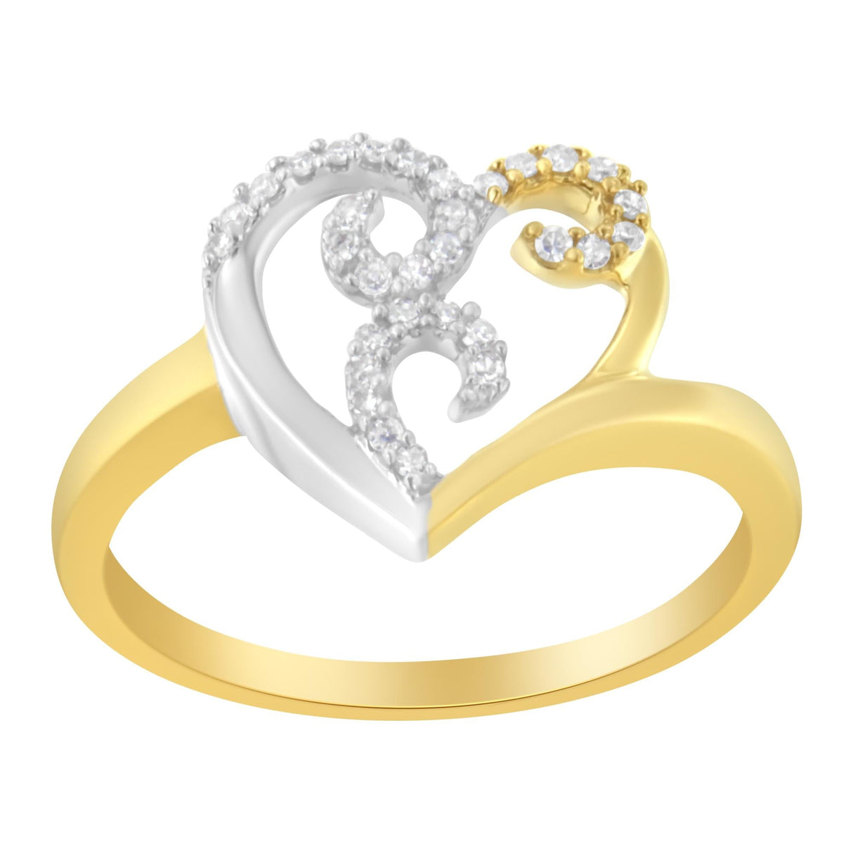 10K Two-Toned Gold Diamond Heart Shape Cluster Ring (1/6 Cttw, H-I Color, I1-I2 Clarity) by Haus of Brilliance