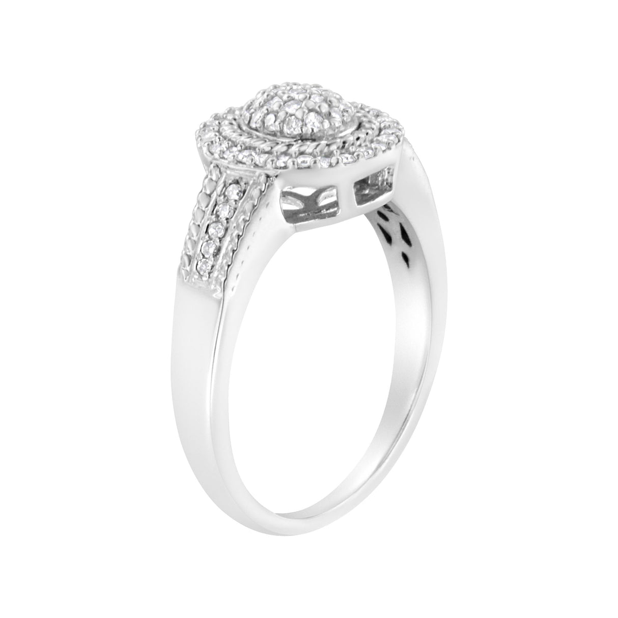 .925 Sterling Silver 1/3 Cttw Pave Set Round-Cut Diamond Braided Halo Cocktail Ring (I-J Color, I2-I3 Clarity) by Haus of Brilliance