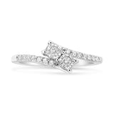 10K White Gold 1/4 Cttw Miracle Set Round Cut Diamond Two-Stone Ring (H-I Color, I2 Clarity) by Haus of Brilliance