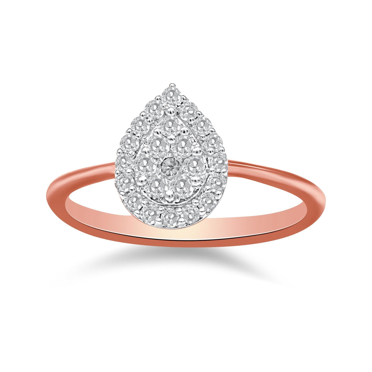 10K Rose Gold 3/8 Cttw Round-Cut Diamond Pear Promise Ring (I-J Color, I2-I3 Clarity) by Haus of Brilliance