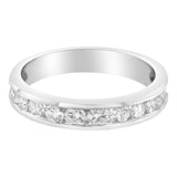 IGI Certified 1.0 Cttw Diamond 18K White Gold Channel-Set Half-Eternity Band Wedding Ring (E-F Color, I1-I2 Clarity) by Haus of Brilliance