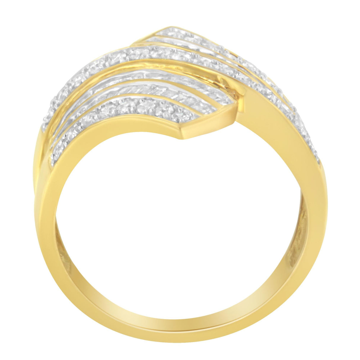 10K Yellow Gold Diamond Bypass Ring (1 1/7 Cttw, I-J Color, I1-I2 Clarity) by Haus of Brilliance