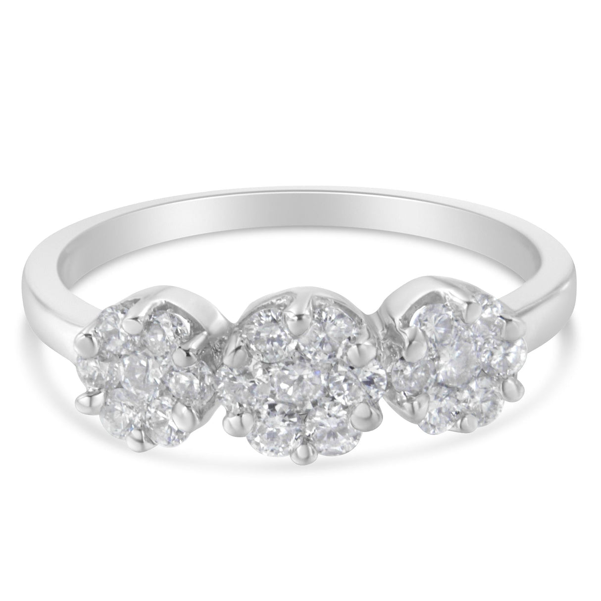 14K White Gold Three-Stone Cluster Diamond Ring (0.7 Cttw, H-I Color, SI2-I1 Clarity) by Haus of Brilliance