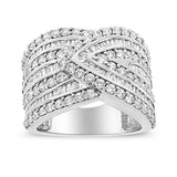 .925 Sterling Silver 2 3/8 Cttw Diamond Multi Row Overlay Band Ring ( J-K Color, I3 Clarity) by Haus of Brilliance