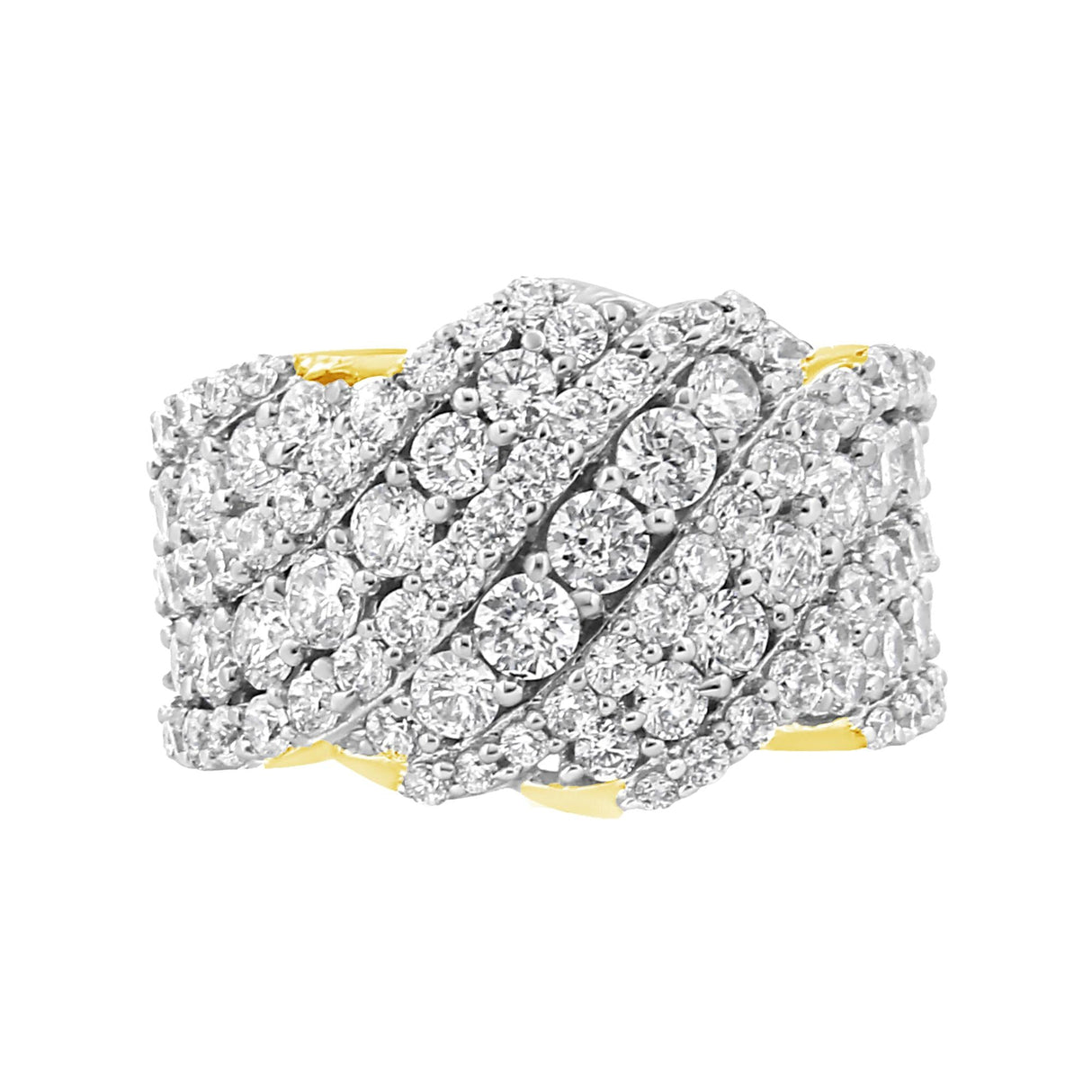 10K Gold 3.00 Cttw Diamond Multi Row Cluster Band Ring (I-J Color, I3 Clarity) by Haus of Brilliance