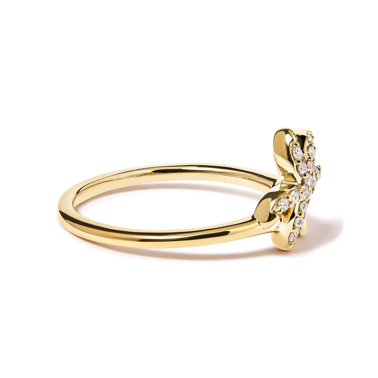 10K Yellow Gold 1/10 Cttw Diamond  Palm Tree Statement Ring (H-I Color, I1-I2 Clarity) by Haus of Brilliance