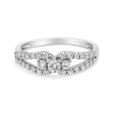 10K White Gold 1/2 Cttw Round Cut Diamond Three Stone Split Shank Band Ring (H-I Color, SI1-SI2 Clarity) by Haus of Brilliance