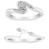 .925 Sterling Silver 1/10 Cttw Diamond Swirl and Bypass Bridal Set Ring and Band (I-J Color, I3 Clarity) by Infinite Jewels