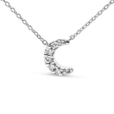 10K White Gold Diamond Accented Crescent Moon Shaped 18" Inch Pendant Necklace (H-I Color, I1-I2 Clarity) by Haus of Brilliance