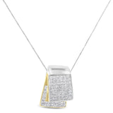 14K White and Yellow Gold 2.0 Cttw Princess Cut Diamond Two Tone Foldover Box Pendant 18” Box Chain Necklace (H-I Color, SI1-SI2 Clarity) by Haus of Brilliance