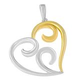 10K Yellow Gold Over .925 Sterling Silver Open Heart with Swirls 18" Box Chain Pendant Necklace by Haus of Brilliance