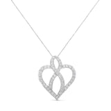 14KT White Gold 1 cttw Diamond Heart Ribbon Pendant Necklace (H-I, I1-I2) by Haus of Brilliance