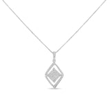 10k White Gold 1/3 Cttw Round and Princess-Cut Diamond Double Triangle 18" Pendant Necklace (H-I Color, SI1-SI2 Clarity) by Haus of Brilliance