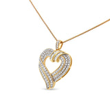 .925 Sterling Silver 1.00 Cttw Baguette Diamond Composite Open Heart 18" Inch Pendant Necklace (I-J Color, I1-I2 Clarity) by Haus of Brilliance