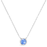 .925 Sterling Silver 1/10 Carat Blue Diamond Suspended Bezel-Set Solitaire 16"-18" Adjustable Pendant Necklace (Color Enhanced, I1-I2 Clarity) by Haus of Brilliance