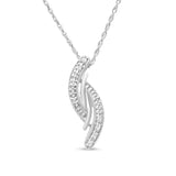 .925 Sterling Silver Diamond Accent Bypass Curve 18" Pendant Necklace (I-J Color, I3 Clarity) by Haus of Brilliance