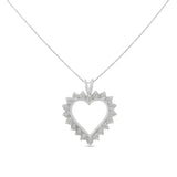 .925 Sterling Silver 1/4 Cttw Miracle Set Diamond Open Heart 18" Pendant Necklace (I-J Color, I3 Clarity) by Haus of Brilliance