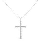 .925 Sterling Silver 1/4 Cttw Diamond Miracle Set Cross Unisex Pendant Necklace 18" (I-J Color, I3 Clarity) by Haus of Brilliance