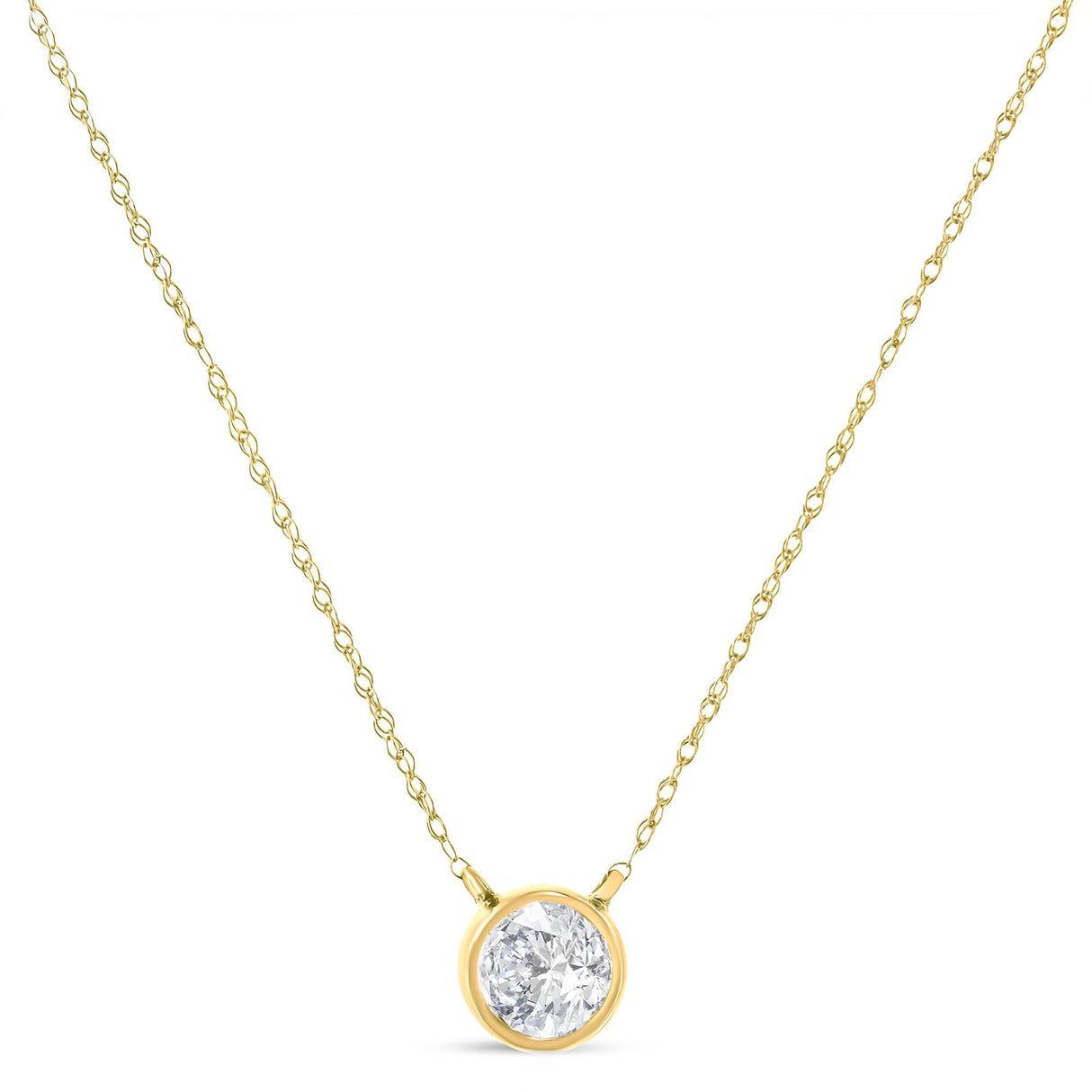 .925 Sterling Silver Round-Cut Diamond Bezel 18" Pendant Necklace (J-K Color, I1-I2 Clarity) by Haus of Brilliance