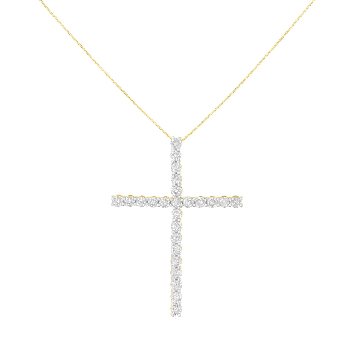 .925 Sterling Silver 3.0 Cttw Round Shape Diamond 1-1/2" Cross Pendant with Box Chain Necklace (J-K Color, I2-I3 Clarity) - 18" by Haus of Brilliance