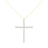 .925 Sterling Silver 3.0 Cttw Round Shape Diamond 1-1/2" Cross Pendant with Box Chain Necklace (J-K Color, I2-I3 Clarity) - 18" by Haus of Brilliance