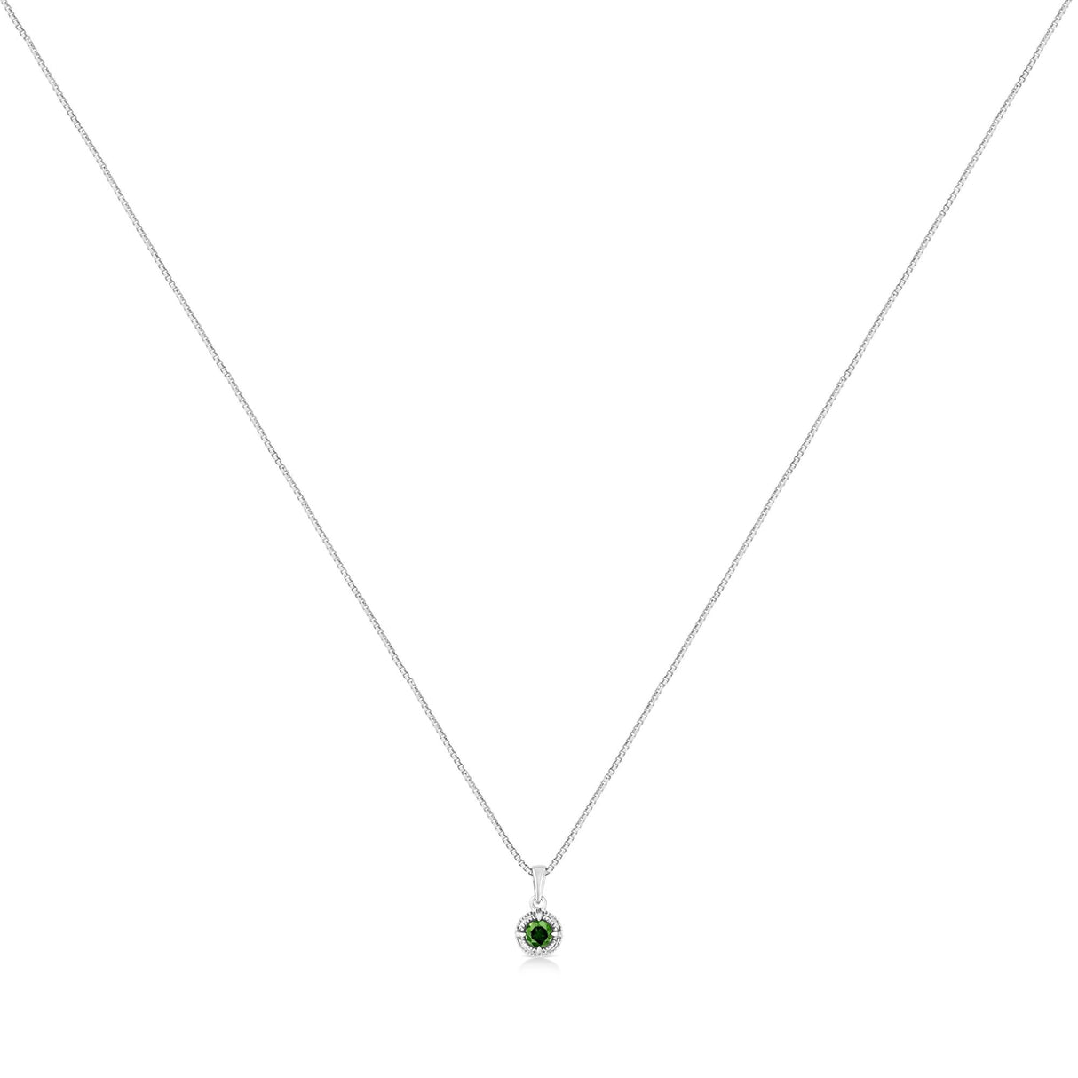 .925 Sterling Silver Treated Color Diamond Solitaire 18" Milgrain Pendant Necklace by Haus of Brilliance